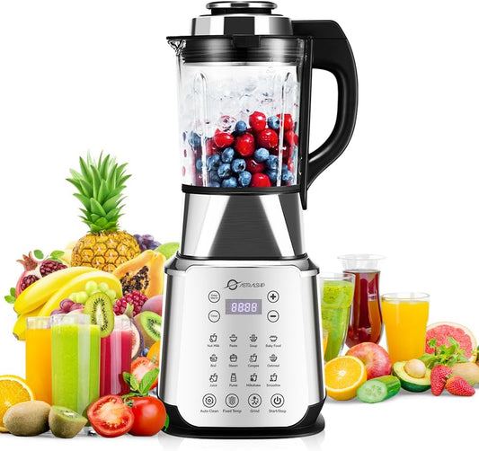 Glass Blenders for Kitchen with 59oz, 1200W High Speed adjustable P1-P9 Professional Blenders, 14 Functions Countertop Blender and Smoothie & Food Processor Combo with Heating, Auto Clean for Sauce