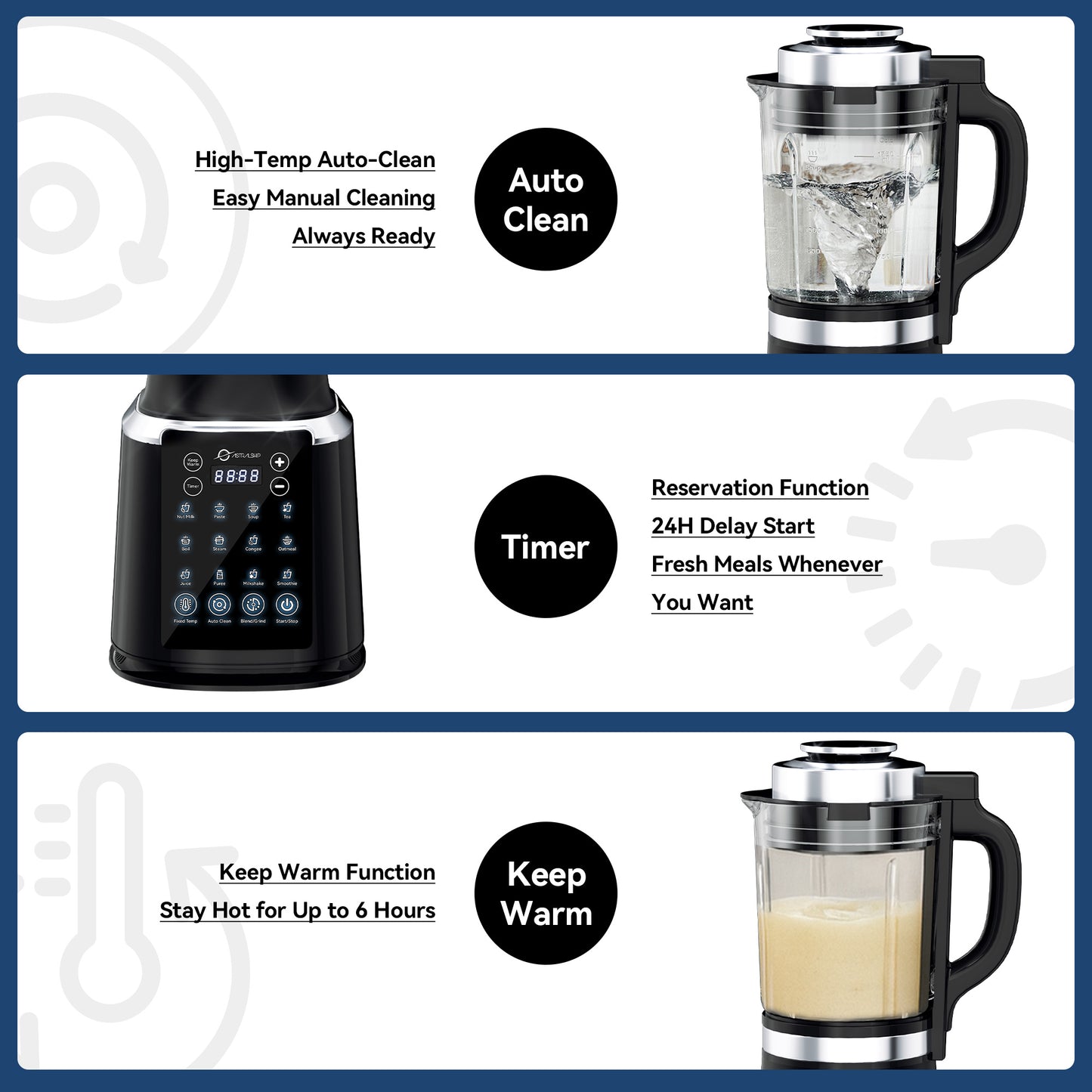 Glass Blenders for Kitchen with Tamper, Blender for Smoothies, Professional Blenders 1500W Motor, 9 Adjustable Speeds, 14 Preset Programs, High-Speed Heating Blender for Nut Milk, Soups, Sauces & More