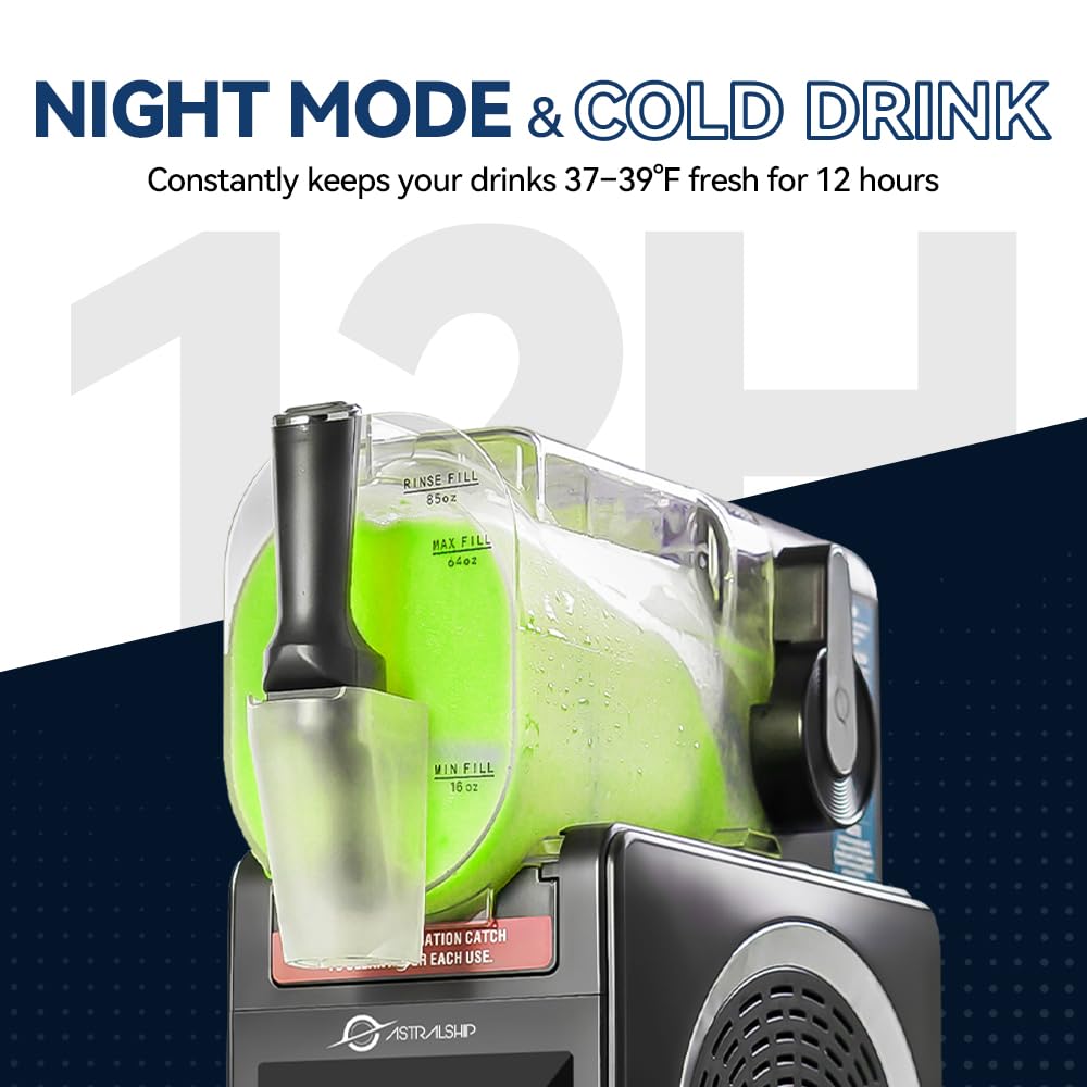 Slushie Machine 85oz Frozen Drink Maker with 6 Preset Programs, Smart Temp Control, Rinse, Low-Sugar & Alcohol Alerts Slush Maker for Milkshakes, Margarita Smoothie, Frappes and More, No Ice Needed