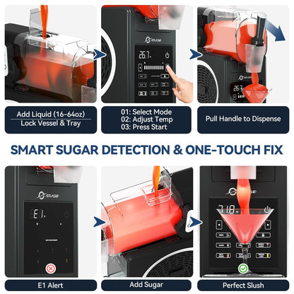 Slushie Machine 85oz Frozen Drink Maker with 6 Preset Programs, Smart Temp Control, Rinse, Low-Sugar & Alcohol Alerts Slush Maker for Milkshakes, Margarita Smoothie, Frappes and More, No Ice Needed