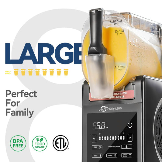 Slushie Machine 85oz Frozen Drink Maker with 6 Preset Programs, Smart Temp Control, Rinse, Low-Sugar & Alcohol Alerts Slush Maker for Milkshakes, Margarita Smoothie, Frappes and More, No Ice Needed