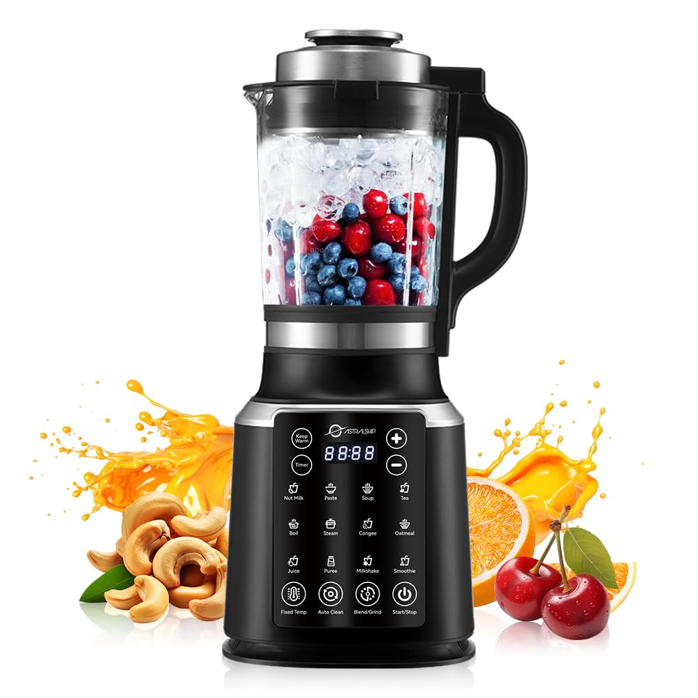 Glass Blenders for Kitchen with 59oz, 1200W High Speed adjustable P1-P9 Professional Blenders, 14 Functions Countertop Blender and Smoothie & Food Processor Combo with Heating, Auto Clean for Sauce