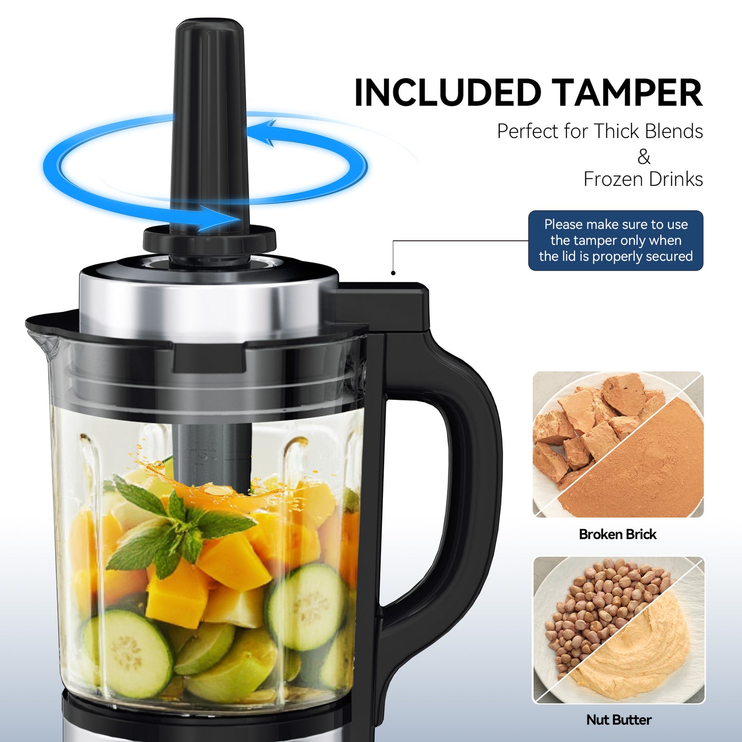 Glass Blenders for Kitchen with Tamper, Blender for Smoothies, Professional Blenders 1500W Motor, 9 Adjustable Speeds, 14 Preset Programs, High-Speed Heating Blender for Nut Milk, Soups, Sauces & More