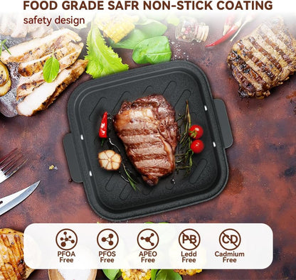 Small Air Fryer for Countertop, 2‑in‑1 Glass Air Fryer & Grill Pan Combo, 4.2 QT + 1.3 QT, glass air fryer Non Toxic, Digital Presets, Healthy Cooking, Portable, Non‑Stick, Multi‑Function