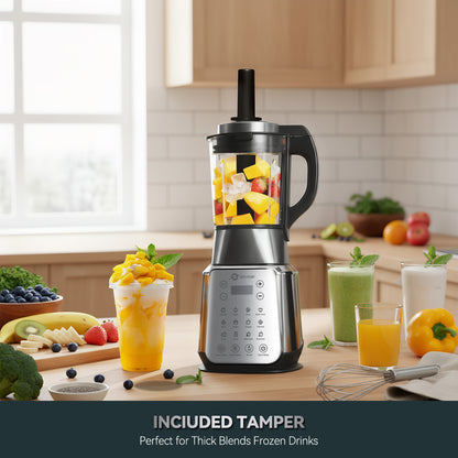 Glass Blenders for Kitchen – Stainless Steel Professional Blender for Smoothies 1500W Motor, Food Processor Combo 9 Adjustable Speeds, 14 Preset Programs, BPA-Free Glass Jar blender, Nut Milk, Soups