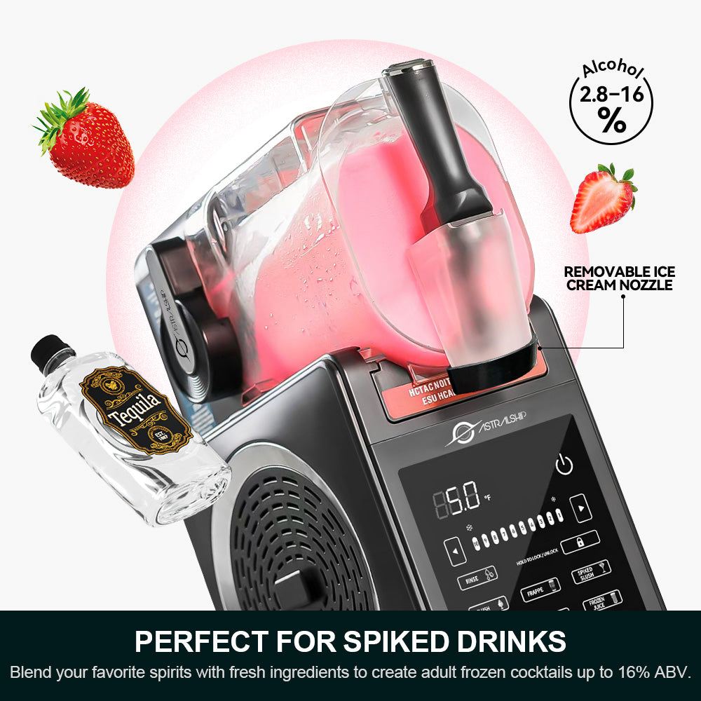 Slushie Machine 85oz Frozen Drink Maker with 6 Preset Programs, Smart Temp Control, Rinse, Low-Sugar & Alcohol Alerts Slush Maker for Milkshakes, Margarita Smoothie, Frappes and More, No Ice Needed
