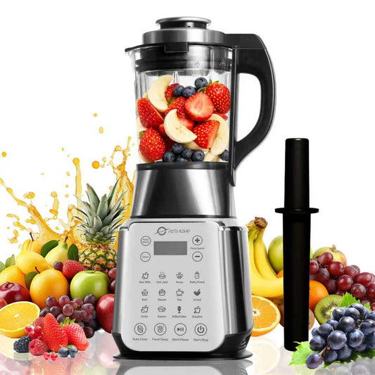 Glass Blenders for Kitchen – Stainless Steel Professional Blender for Smoothies 1500W Motor, Food Processor Combo 9 Adjustable Speeds, 14 Preset Programs, BPA-Free Glass Jar blender, Nut Milk, Soups