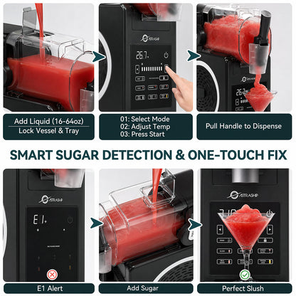 Slushie Machine 85oz Frozen Drink Maker with 6 Preset Programs, Smart Temp Control, Rinse, Low-Sugar & Alcohol Alerts Slush Maker for Milkshakes, Margarita Smoothie, Frappes and More, No Ice Needed