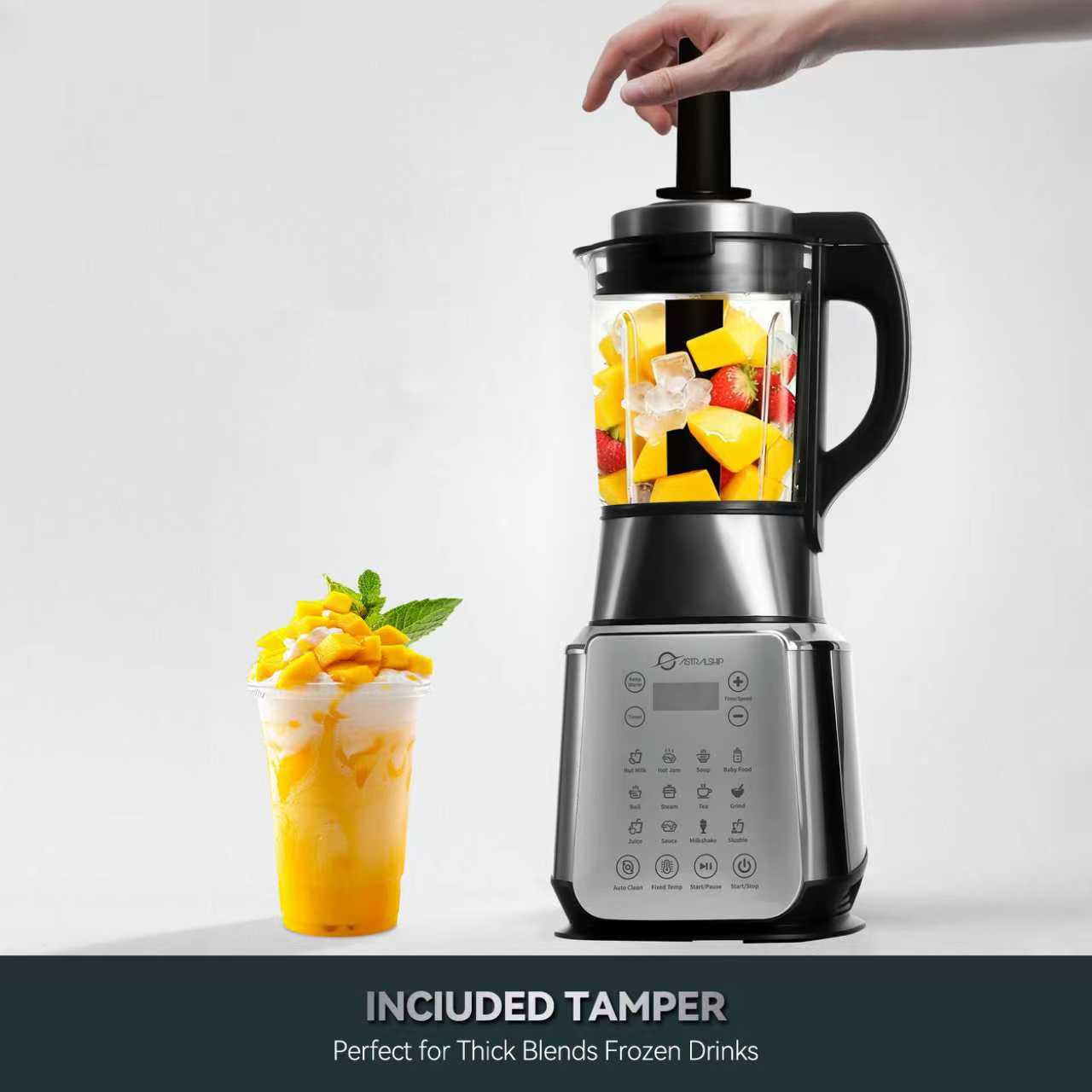 Glass Blenders for Kitchen – Stainless Steel Professional Blender for Smoothies 1500W Motor, Food Processor Combo 9 Adjustable Speeds, 14 Preset Programs, BPA-Free Glass Jar blender, Nut Milk, Soups